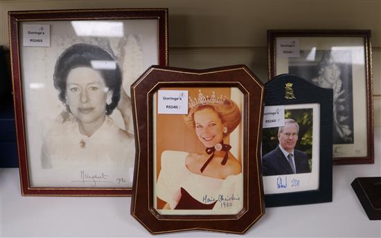 Royal Interest: A signed photograph of Princess Margaret, etc. (4)